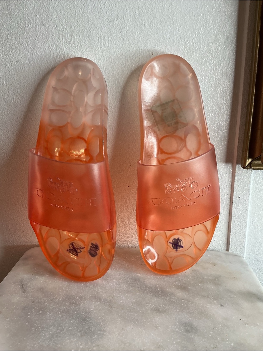 Coach Orange Jelly Slide Sandals